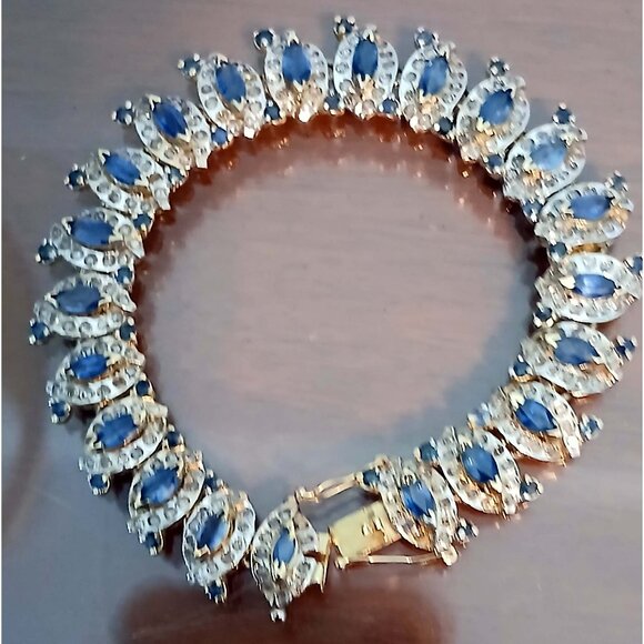 Sapphire Diamond 14k Yellow Gold Unique Heirloom Bracelet - Picture 6 of 9